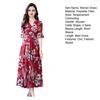 Women's Casual Flowy Chiffon Maxi Dress A-line Ruffle Short Sleeve V Neck Long Dress Boho Floral Summer Dress