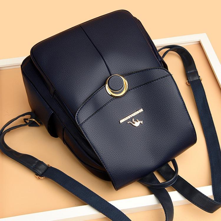 New backpack large capacity out trend versatile fashion simple atmosphere casual soft leather backpack