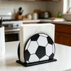 Sports Ball Napkin Holder for Table, Freestanding Wooden Napkin Dispenser, Tabletop Tissue Towel Holder for Sports Theme Birthday Party Supplies
