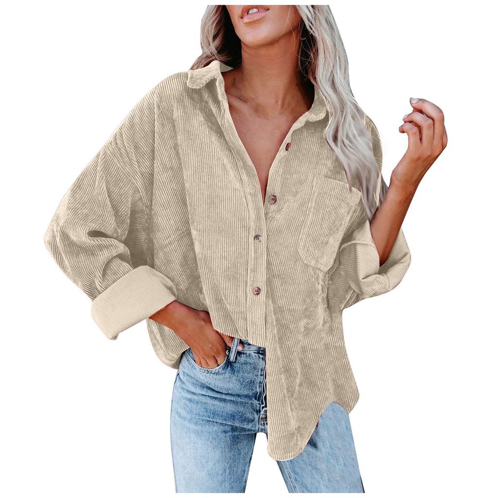 Women's  And Winter Shirts Women's Solid Color Lapel Loose Casual Jacket