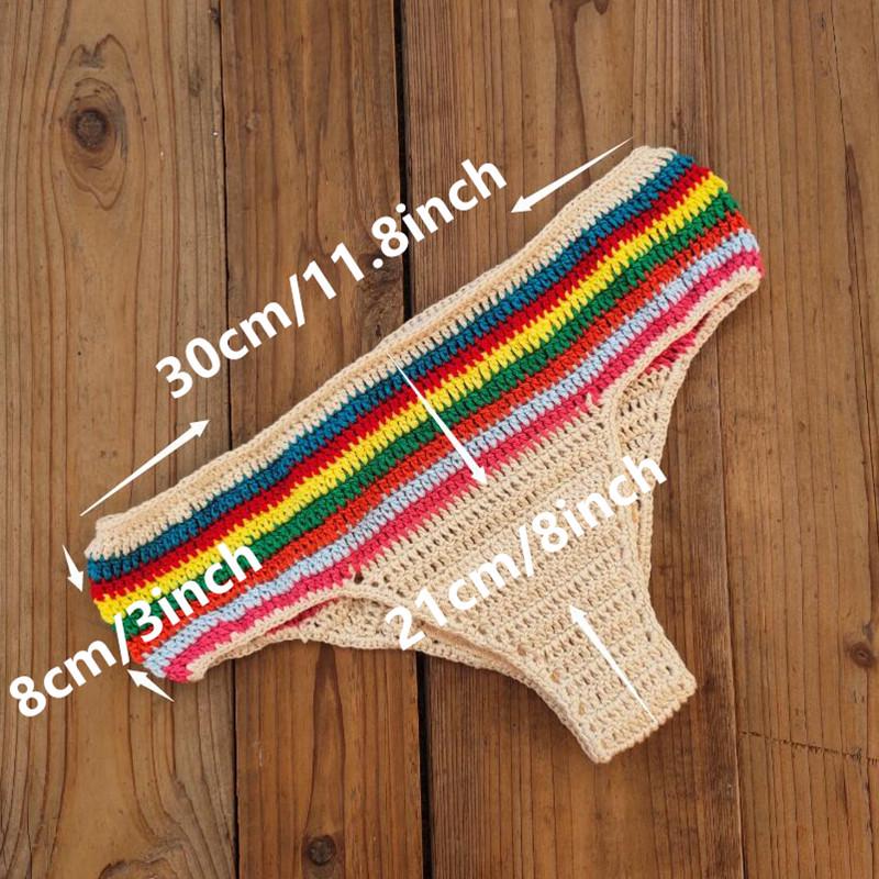 

Вязаный крючком купальник-бикини ручной работы «Радуга» с подкладкой M