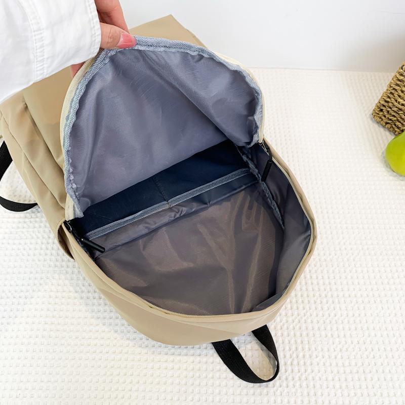 Large Capacity Casual Backpack New Solid Color Schoolbag Simple Storage Backpack