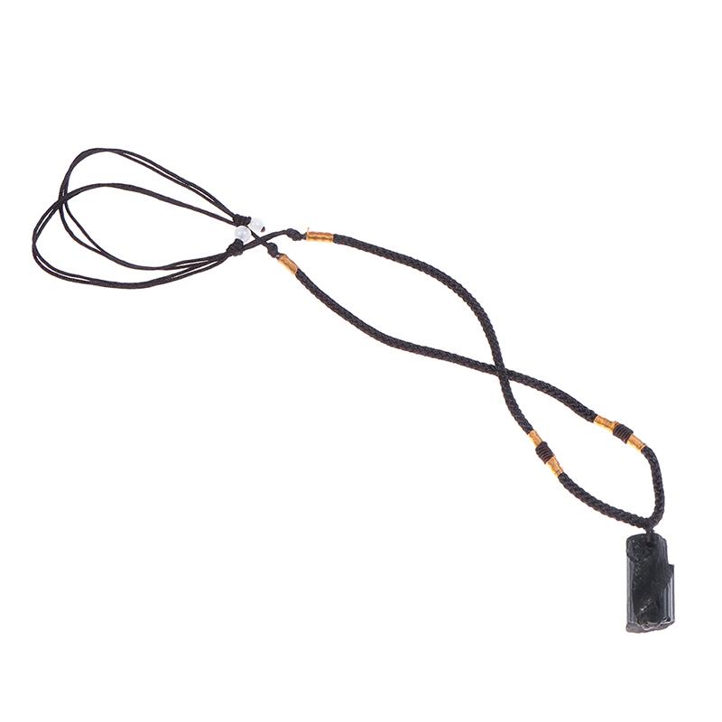 1Pc Natural Black Tourmaline Stone Necklace Black Fashion Jewelry Accessories One Size