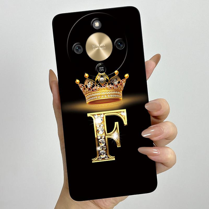 Custodia Per Honor Magic 8 Lite Corona Lettera Iniziale Morbido Silicone Liquido Cover Antiurto Coque Per Honor Magic8 Lite 5G Custodia Funda