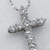 cross Necklace K18 white gold/diamond cross 2.2g Women Used