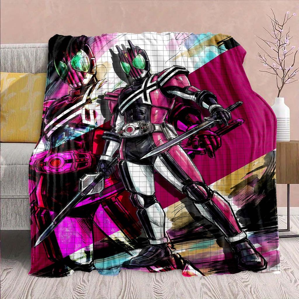 Kamen Rider Anime Flannel Blanket – Soft, Warm, Perfect for Sofas, Bedding, Camping, Travel, Office, and Home Decor – QJY