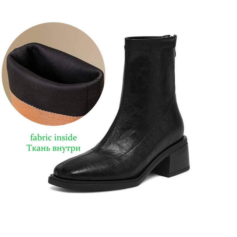 

Krazing Pot Microfiber Winter Square Toe Modern Size 33 Boots Size 43 Zipper Street Wear Women Fashion Ankle Boots 40