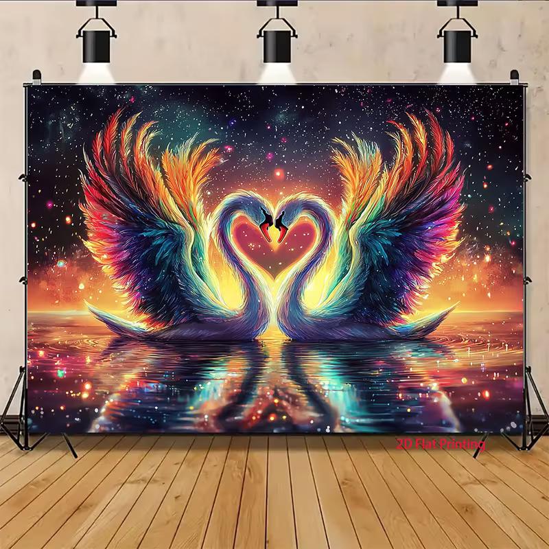 

2D Printed Rainbow Swans Studio Backdrop for Romantic & Wedding Photography 47.2x31.5inch/120*80cm
