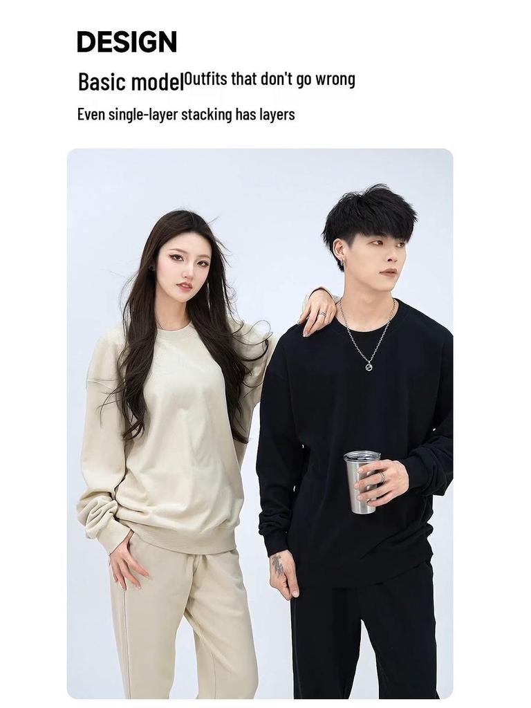 Herrhuvtröja med lös passform, 350g frottébomull, sänkta axlar, rund halsringning och broderad logotyp