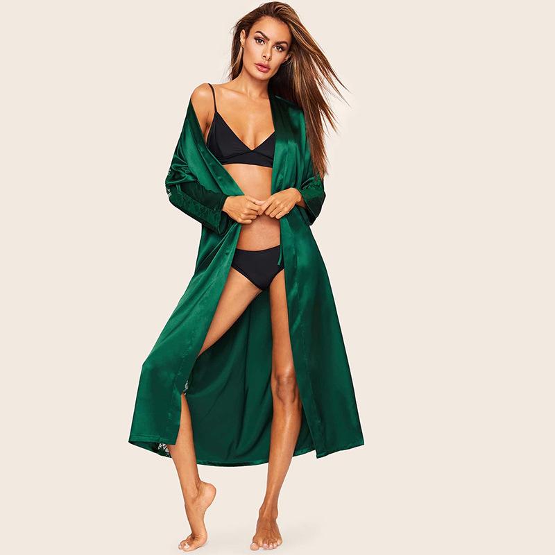 Eisseidenpyjama Damen Sommerpyjama Frühling und Sommer Neue lockere Haushaltskleidung für Damen Frühling und Herbst Bademantel Morgenmantel