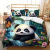 3pcs Cute Panda Butterfly Bedding Duvet Cover Set Panda Waterfall Bedding Quilt Set Animal Themed Bed Quilt Set Lovely Panda