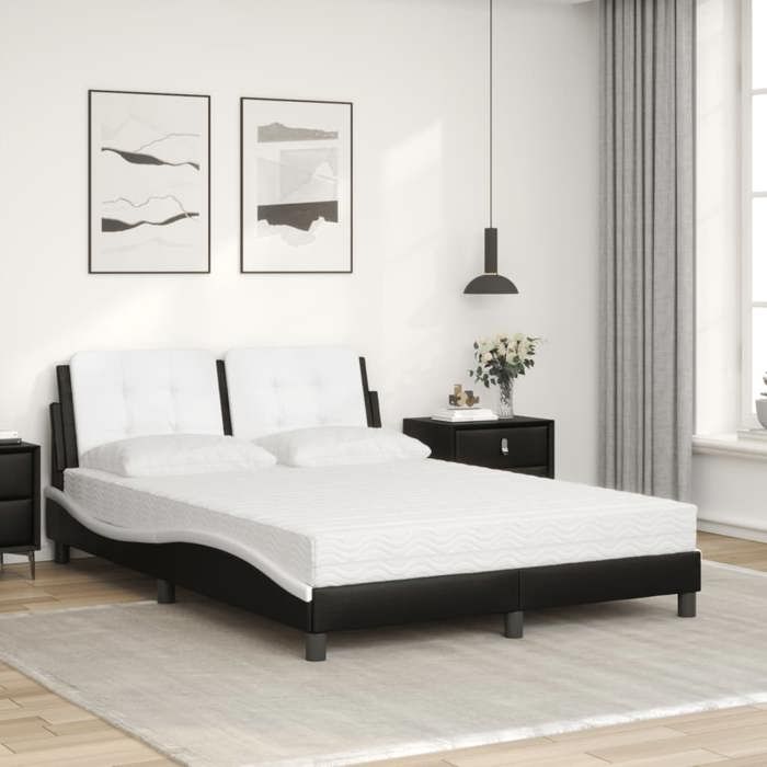 VidaXL Lit avec Matelas, Lit Rembourré avec Coussin de Tête de Lit, Lit Double, Lit Adulte, Meuble de Chambre à Coucher 3208871