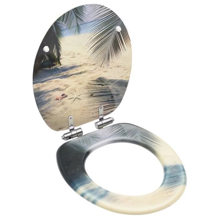 VidaXL Siège WC avec couvercle à fermeture en douceur MDF Plage