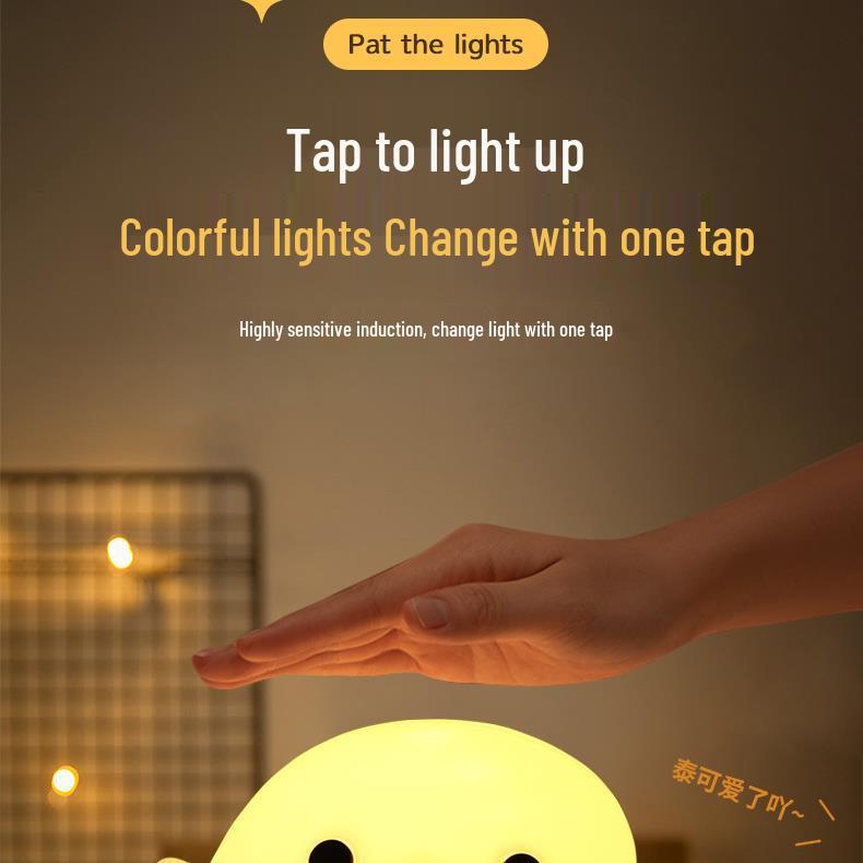 Bean Duck Sleep Companion: Rechargeable Silicone Night Light for Kids - Tap & Portable Warm Bedside Lamp Atmosphere Light