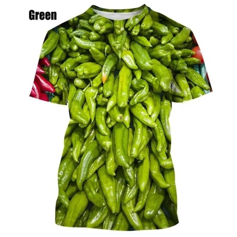 Personalized Chili Fashion 3D Printing Funny T Shirts Creative Pattern Short-sleeved Harajuku Unisex T-shirt Tops Male Female Tees