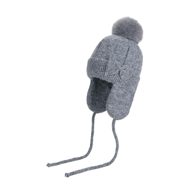 Women Knitted Warm Winter Hat With Bow For Outdoor Sports And Commuting