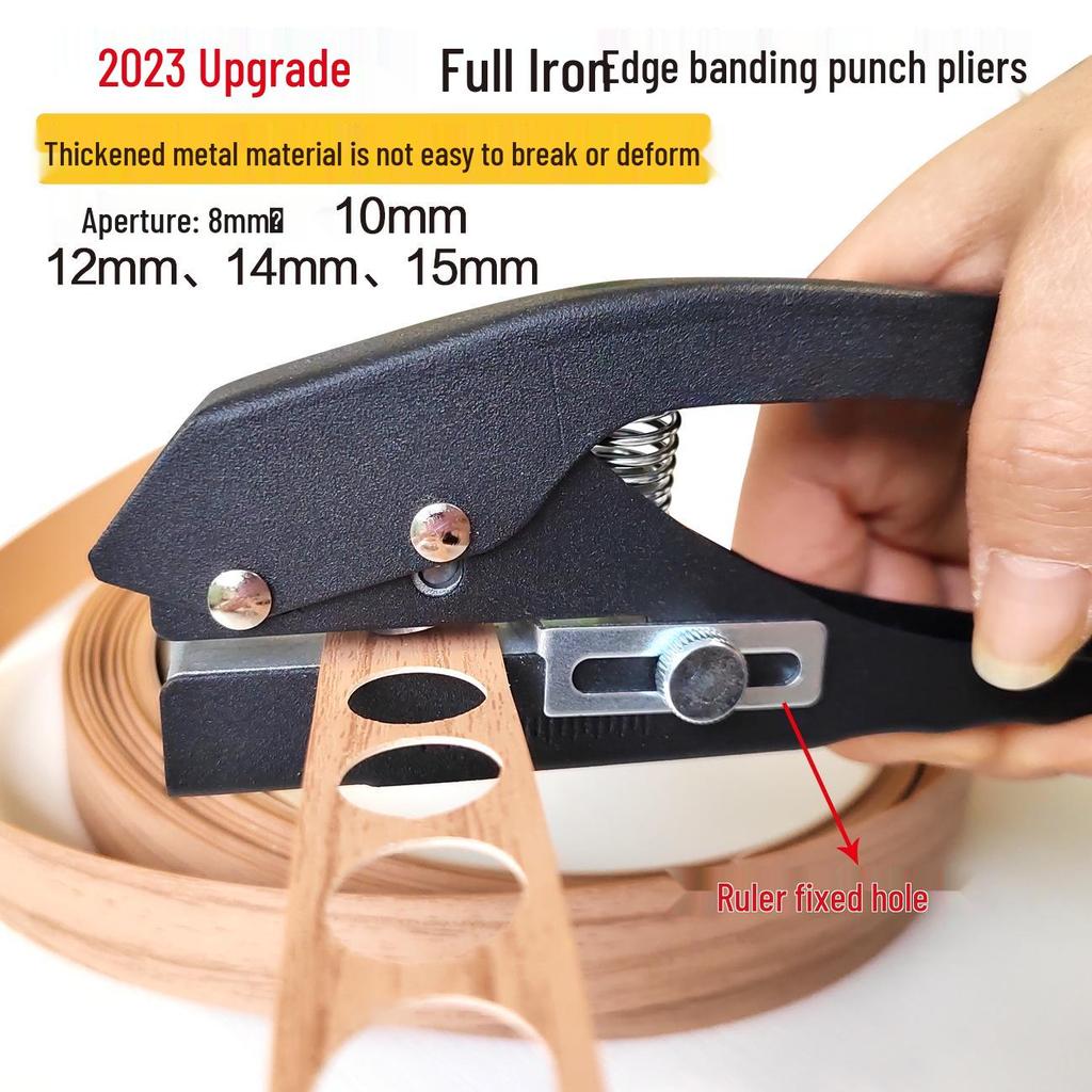 Enhanced Flat & Angled Edge Banding Hole Punch Pliers - Metal Handle, Smooth Operation