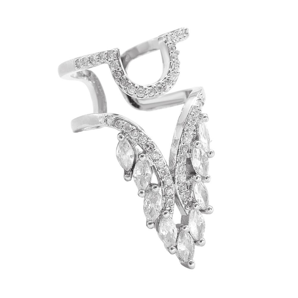 Metal Zircon NailCap Ring Silver Color Detachable Nail Ring Retro Sweet Nail Ring  Manicure Color-5
