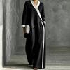 2026 Autumn Women's Clothing Popular Contrasting Color V-neck Irregular Top Wide-leg Pants Loose Casual Suit