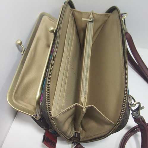 Watanabe Moomin Jacquard Wallet Shoulder Bag, Doodle, Brown