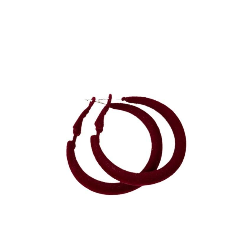 Autumn And Winter Wine Red Velvet Earrings Women'S Light Luxury Retro Elegant Fashion Trend Commuter Versatile Earrings