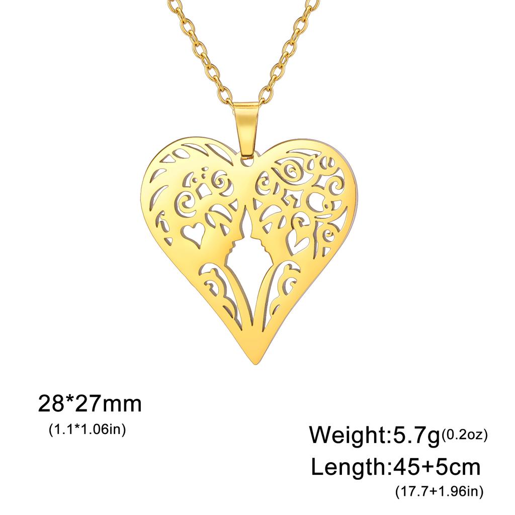 Love Heart Necklace Stainless Steel Jewelry for Men Women Head to Head Pendant Mom Choker Couple Valentine's Day Gifts 2026 New