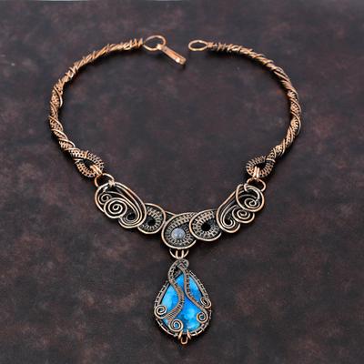 Smithsonite Necklace Copper Wire Wrapped Jewelry Real Gemstone Necklace Handmade Copper Necklace Wire Wrap Rainbow Moonstone Necklace