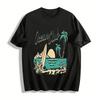 Vintage Ocean Club Coconut Island Surf Print Casual Short Sleeve T-Shirt Pure Cotton T-shirt