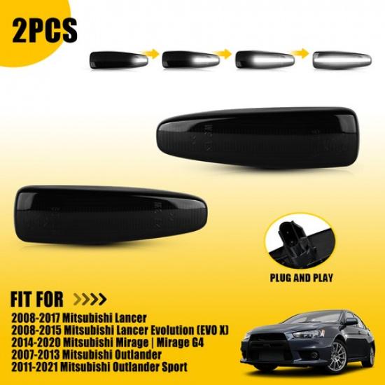2x Последовательный светодиодный боковой габаритный огонь Switchback для Mitsubishi Lancer 2008-2017