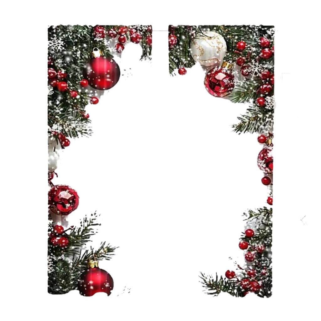 Party Essential Red Berries Pattern 2PCS Christmas Printed Curtains Luxurious Style Xmas Ball Holiday Windowcurtain