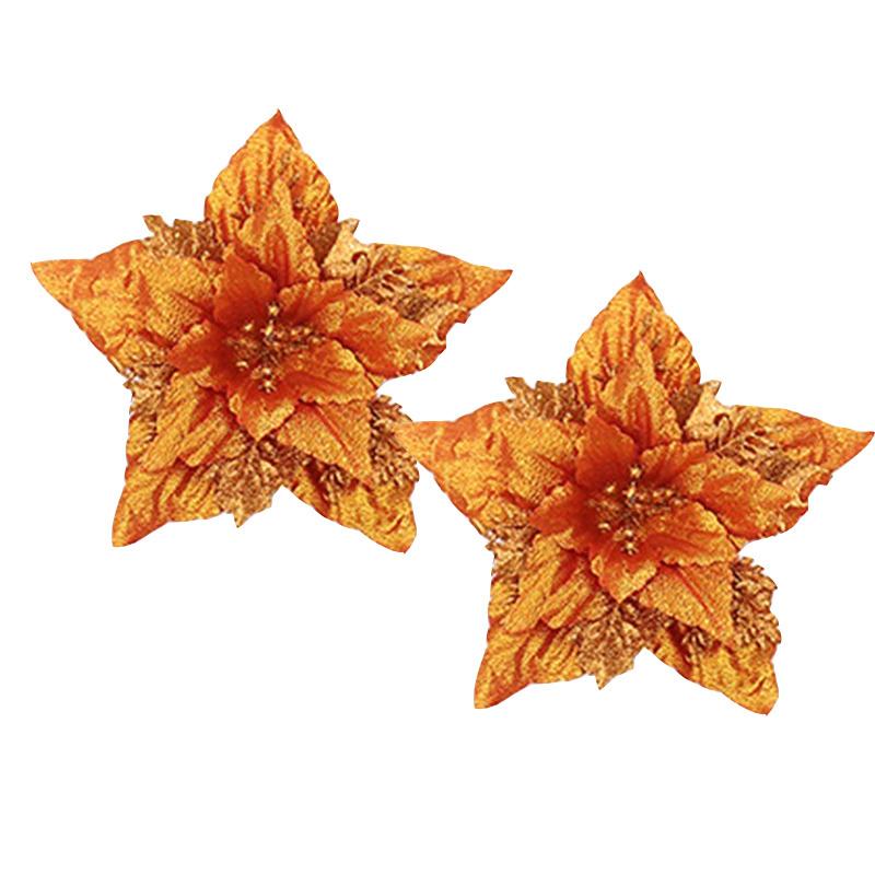 

2 шт. Большие блестящие искусственные цветочные головки пуансеттии для свадебной вечеринки, домашнего декора, рождественских украшений для рождественской елки