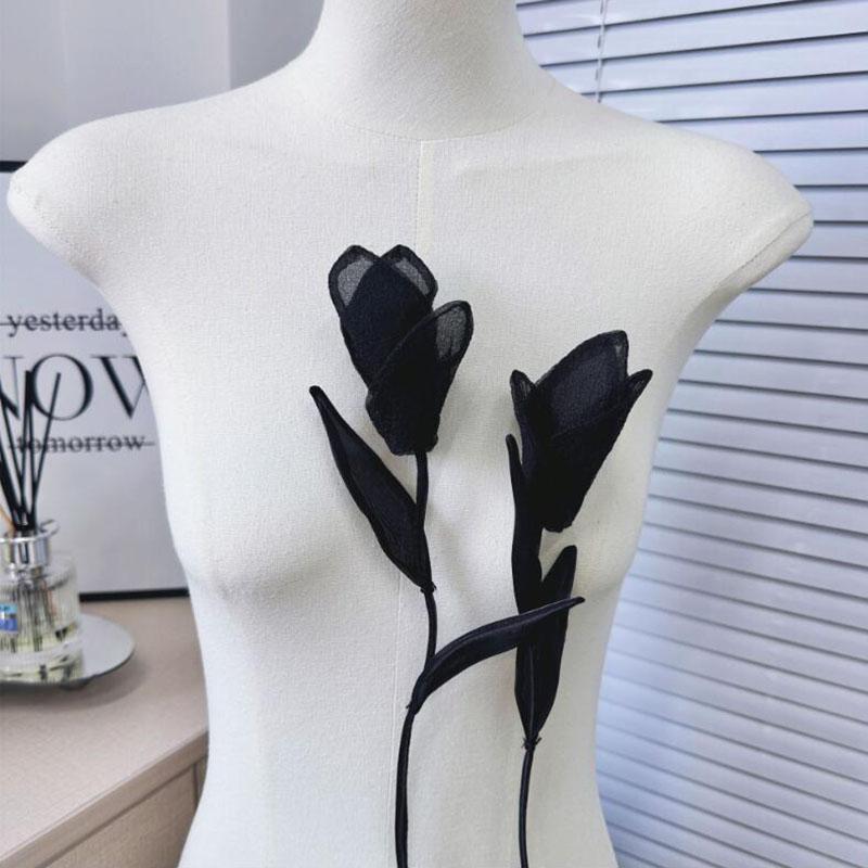 2Pcs Magnolia Flower Clothing Patch Accessories Decoration Repair Applique