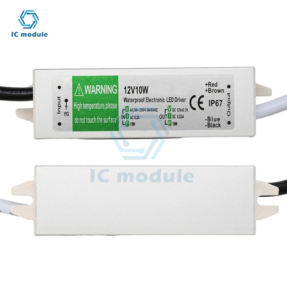 Waterproof Power Supply IP67 AC 90-250V to DC 12V LED Driver 10W 15W Switching Power Supply for LED Strip Lights