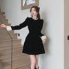 2024 French Velvet Dress with Beaded Design, Small Size, Slim Fit for Autumn and Winter