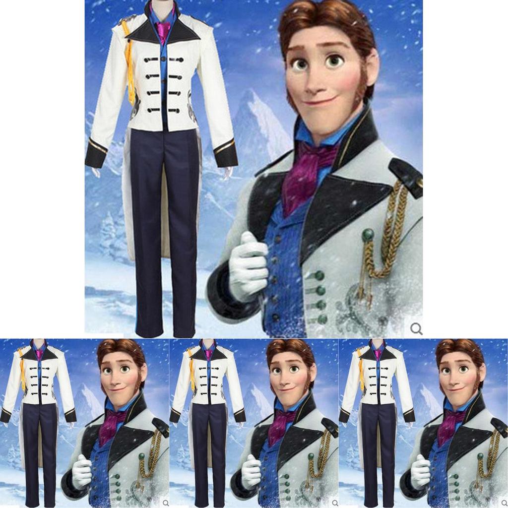 Exquisito Disfraz de Cosplay de Príncipe Hans de Halloween Con Elegante Uniforme Blanco Encantadores Trajes Fiesta