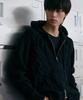Nodu Mix Cable Knit Zip-Up Hoodie [Black]