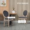 Dining Chairs, Set of 2, Louis XVI Medallion, Linen-Effect Upholstered Seat and Back, Grey