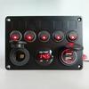 Truck Dual USB 5 Gang Toggle Control Switch Panel RED LED Voltmeter 12V 24V Car Boat Marine
