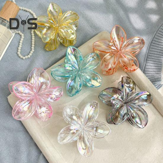 Women Hair Clip Transparent Gradient Color Back Head Hair Claw Strong Grip Shark Hair Accessories Daily Wear