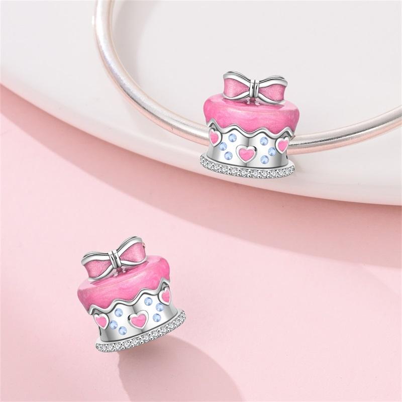 Lnlaid With Zircon Crown Charm Beads Copper Pink Robot Poodle Dangle For Original Braceletccharms Pendant Jewelry