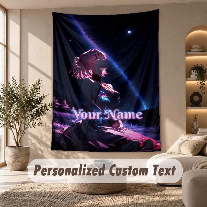 Tapestry Custom Name Text, Wall Hanging Tapestry Home Room DecorDoki Doki Literature Club