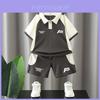 Stylish Boys Summer Outfit Set Short Sleeve Polo Shirt Two Piece Cotton Sports Wear