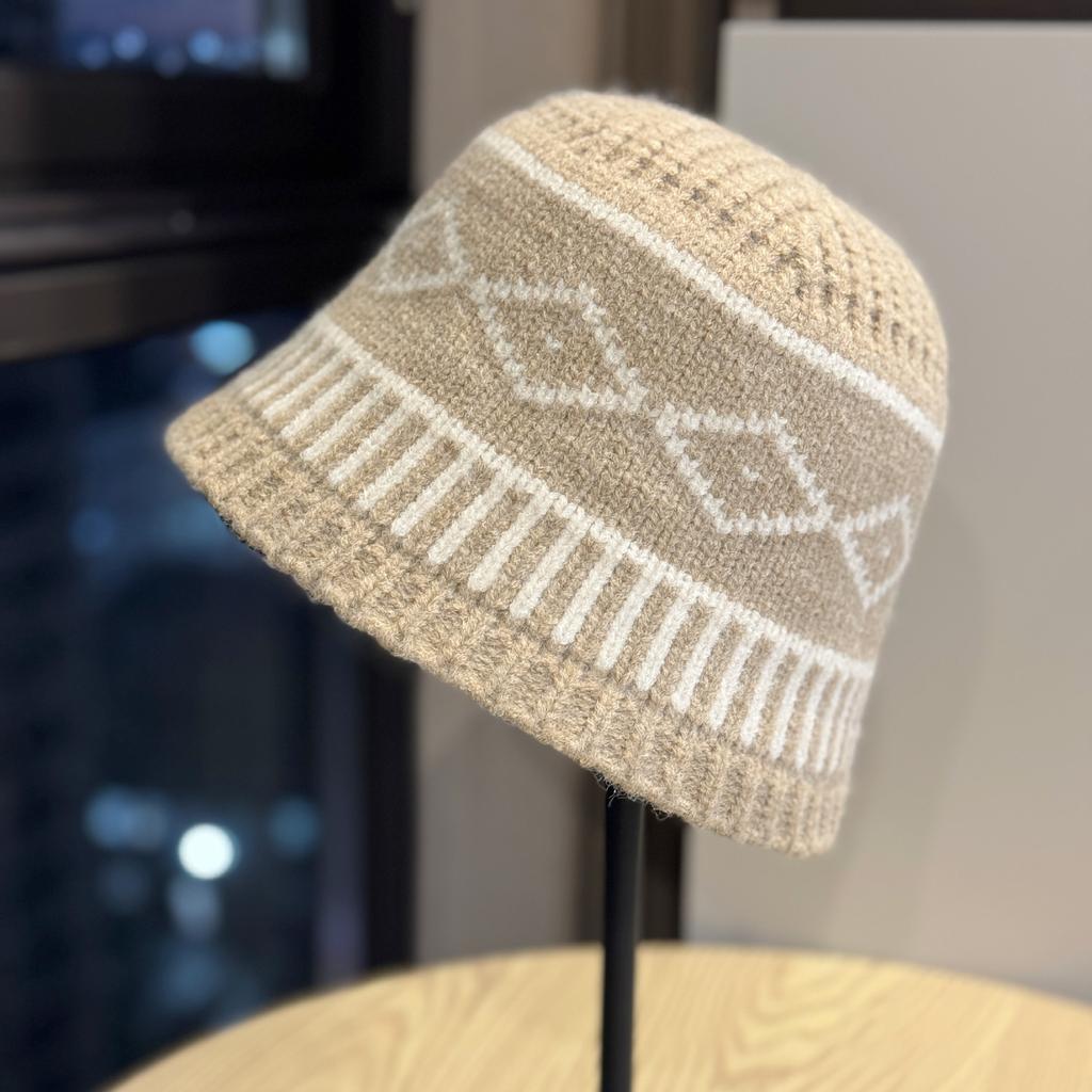 Autumn and Winter Rhombus Pattern Woolen Hat for Female Couple Casual Versatile Warm Ear Protection Cold Hat Knitted Hat