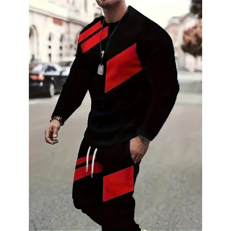 Herrenanzug, 3D-Druck, O-Ausschnitt, Kurzarmshorts, Lässig, Leichtes Oberteil, Sportbekleidung, Lässig, Große Größe, Mode