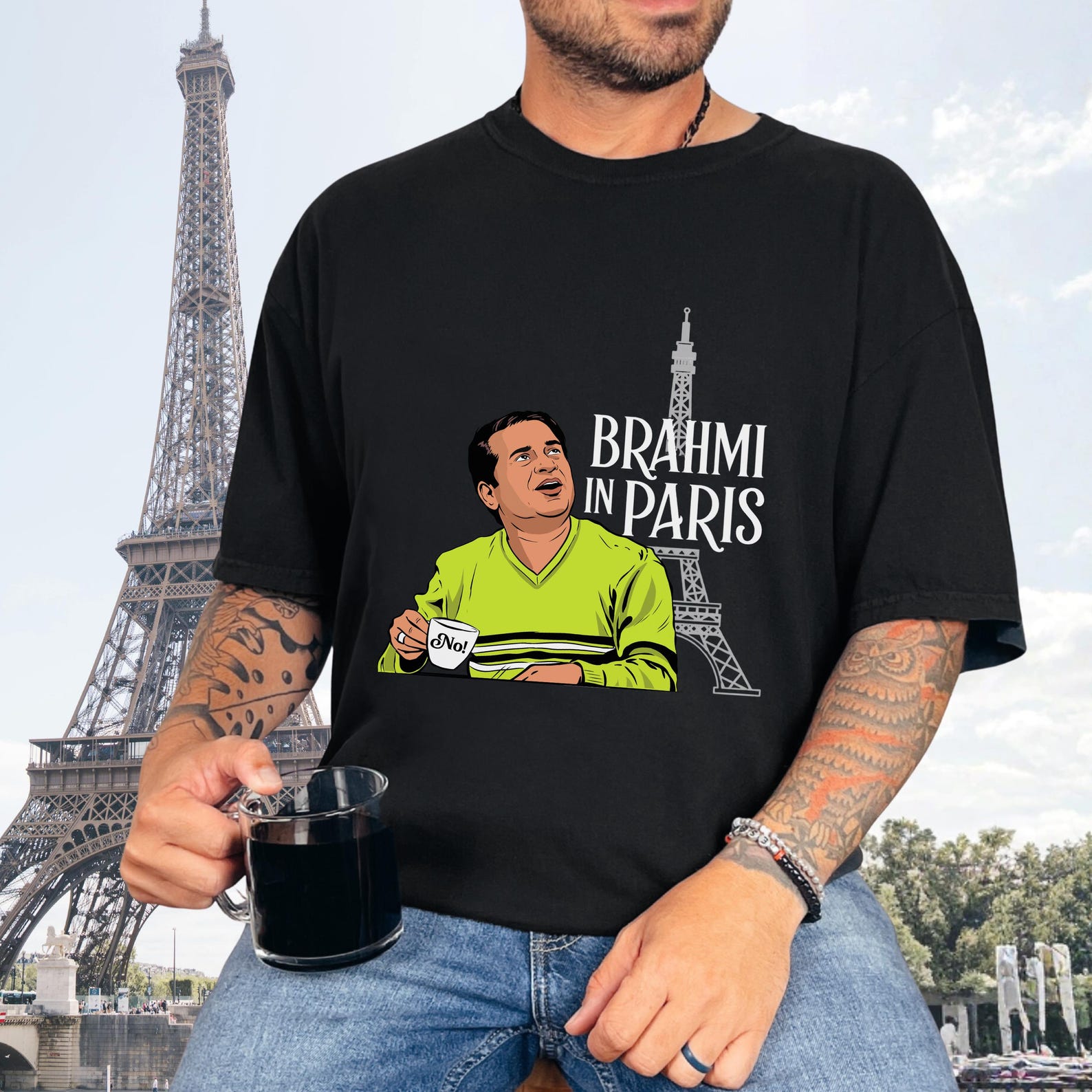 Brahmi In Paris | Tollywood movie CottonT-shirt, South Indian pop culture 3XL