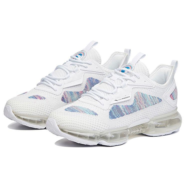 Anta Zapatillas deportivas de running de la serie Running con amortiguación de aire de longitud completa, zapatillas bajas para hombre, blancas 112015591-3
