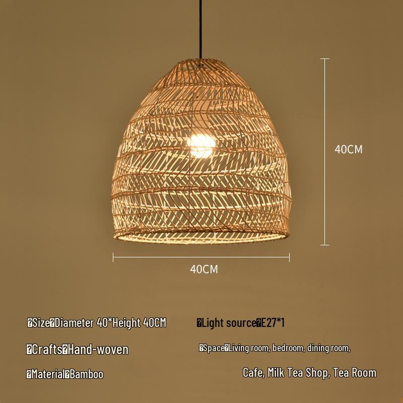 Bamboo Rattan Pendant Lamp: New Chinese & Japanese Style Zen Lighting for Tea Room & Dining, Antique Lantern Design.