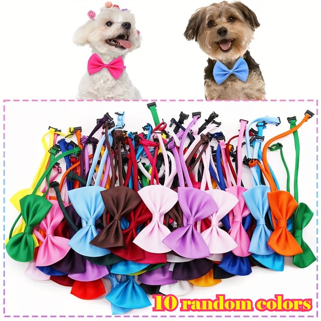 10pcs The latest 2026 pet collar set includes 10 decorative colorful bow collars - adjustable and machine washable.