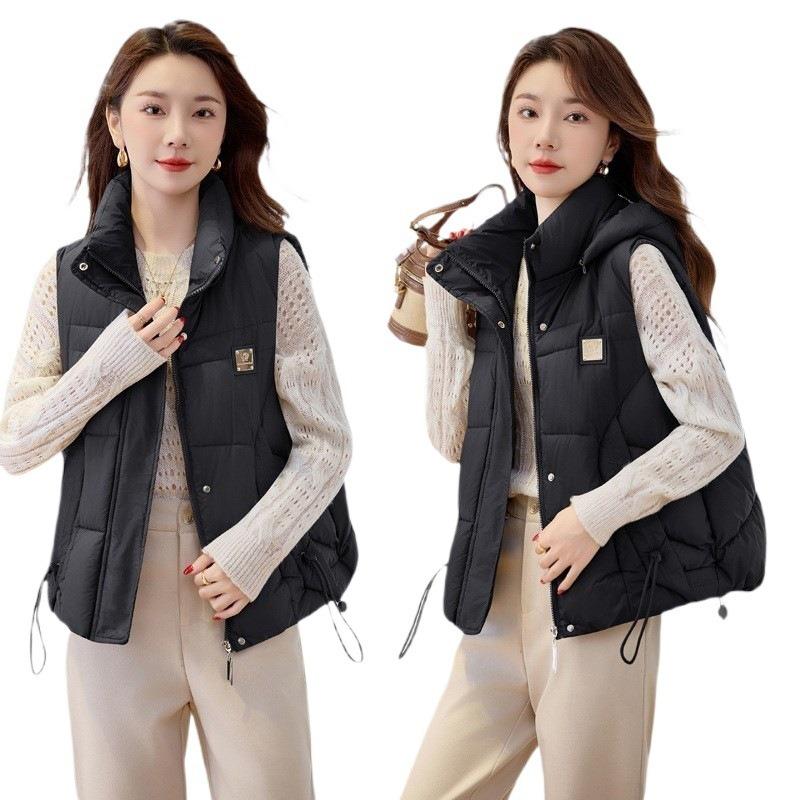 Cotton Vest Women's Autumn and Winter Girlfriends' Hooded Short Loose Casual Thickened Warm Outer Wear Vest