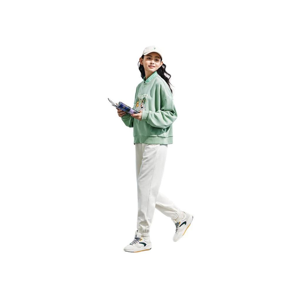 Anta Comfortable Casual Versatile Solid Color Knitted Sports Pants Women Bottoms Vanilla-White 962517310N-2